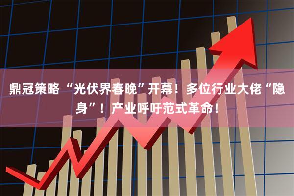 鼎冠策略 “光伏界春晚”开幕！多位行业大佬“隐身”！产业呼吁范式革命！